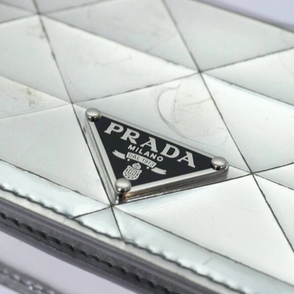 PRADA Shoulder Pouch Triangle Panel Silver Auth - Picture 8 of 16